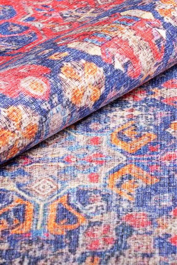 Blues Vintage Desenli Dokuma Taban Dekoratif Renkli Halı AL 340 - 5