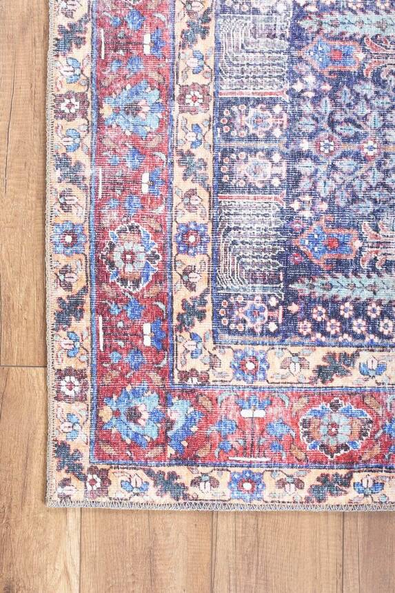 Blues Vintage Desenli Dokuma Taban Dekoratif Renkli Halı AL 341 - 2