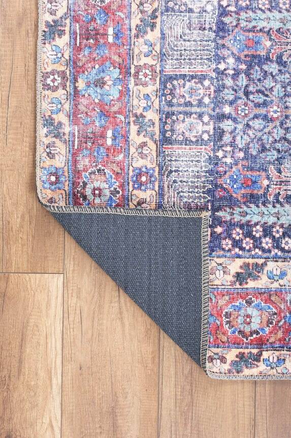 Blues Vintage Desenli Dokuma Taban Dekoratif Renkli Halı AL 341 - 4