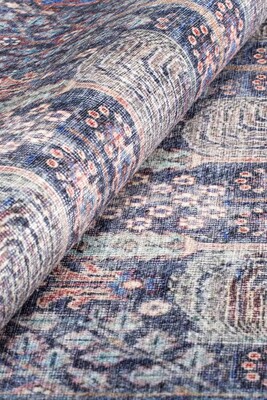 Blues Vintage Desenli Dokuma Taban Dekoratif Renkli Halı AL 341 - 5