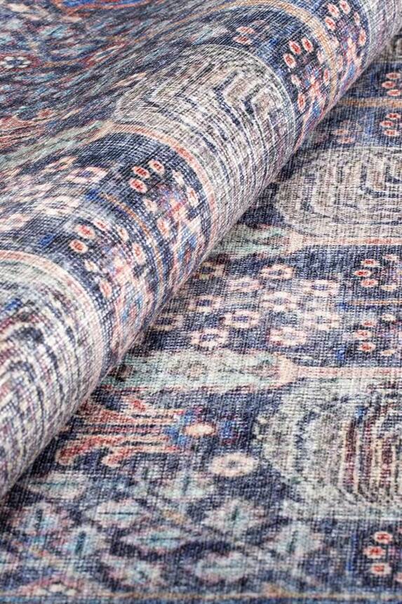 Blues Vintage Desenli Dokuma Taban Dekoratif Renkli Halı AL 341 - 5