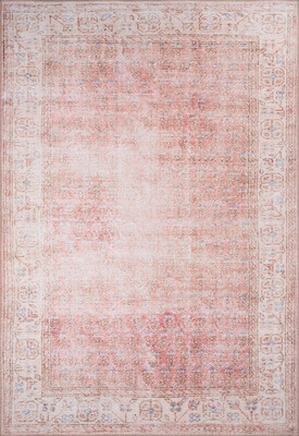 Blues Vintage Desenli Dokuma Taban Dekoratif Pembe / Pudra Halı AL 185 - Artloop