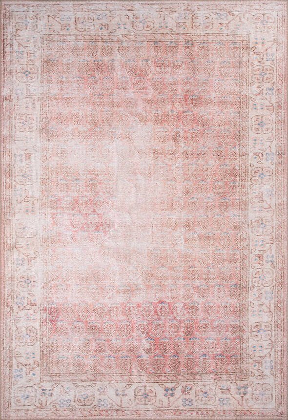 Blues Vintage Desenli Dokuma Taban Dekoratif Pembe / Pudra Halı AL 185 - 1