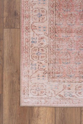 Blues Vintage Desenli Dokuma Taban Dekoratif Pembe / Pudra Halı AL 185 - 2