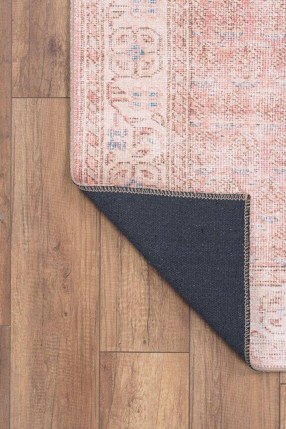 Blues Vintage Desenli Dokuma Taban Dekoratif Pembe / Pudra Halı AL 185 - 4