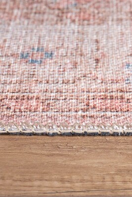Blues Vintage Desenli Dokuma Taban Dekoratif Pembe / Pudra Halı AL 185 - 6