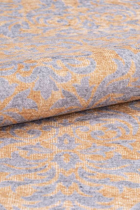 Blues Vintage Desenli Dokuma Taban Dekoratif Sarı Halı AL 319 - 5