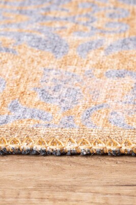 Blues Vintage Desenli Dokuma Taban Dekoratif Sarı Halı AL 319 - 6