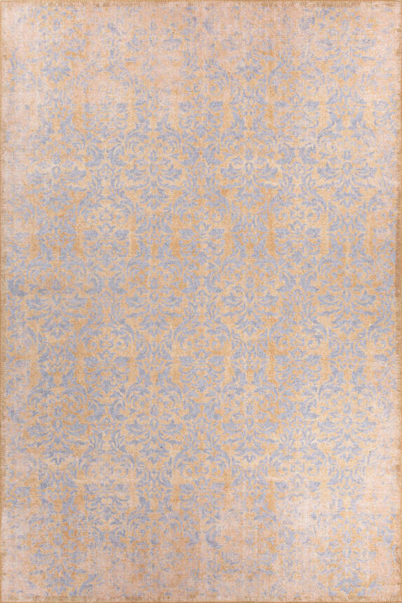 Blues Vintage Desenli Dokuma Taban Dekoratif Sarı Halı AL 319 - 1