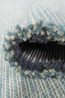 Artloop Wool Yün Dokuma Yandan Saçaklı Mavi Halı 160x230 YD 01 - 4