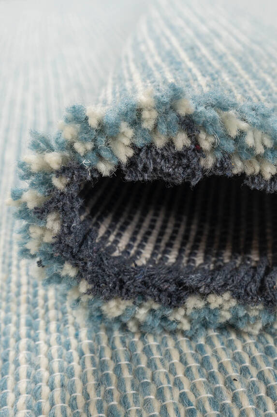Artloop Wool Yün Dokuma Yandan Saçaklı Mavi Halı 160x230 YD 01 - 4