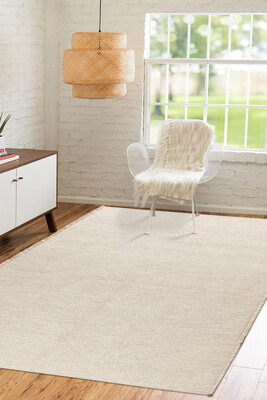 Artloop Wool Yün Dokuma Yandan Saçaklı Bej Halı 160x230 YD 04 - 1