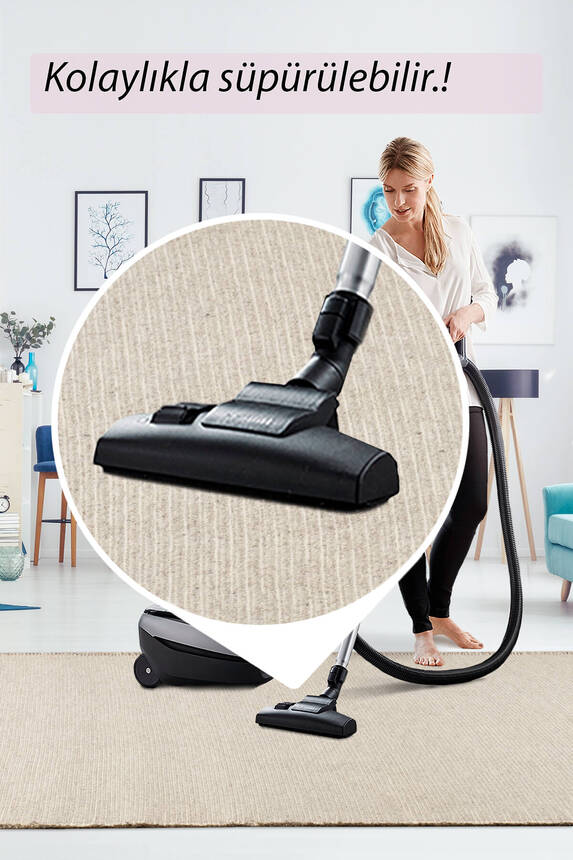 Artloop Wool Yün Dokuma Yandan Saçaklı Bej Halı 160x230 YD 04 - 8