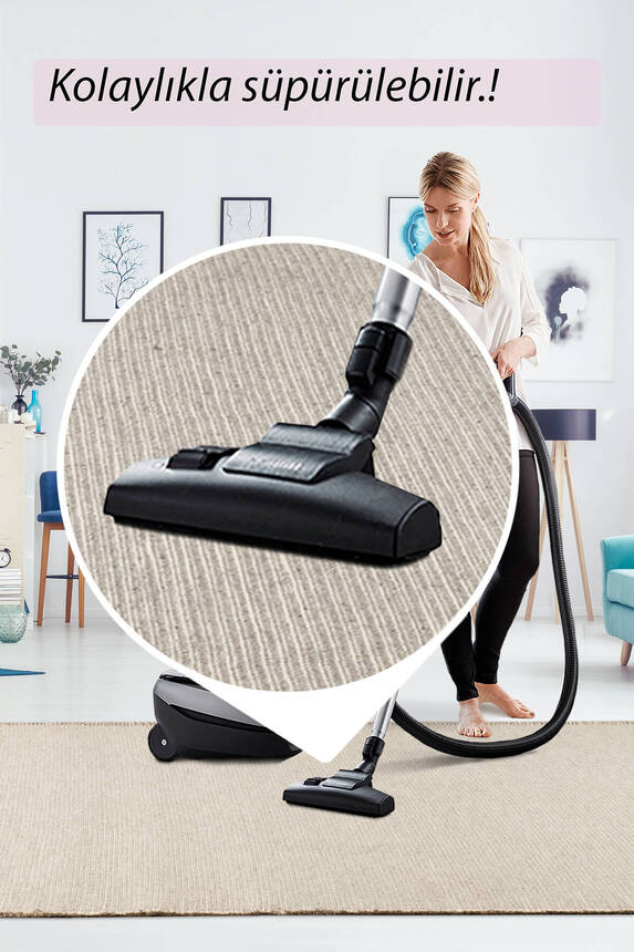 Artloop Wool Yün Dokuma Yandan Saçaklı Bej Halı 160x230 YD 05 - 7