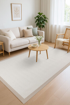 Bej Sisal Dokumalı Yıkanabilir Kaymaz Halı Mutfak Halısı Yolluk Salon Halısı ALS 05 - Artloop - Oturma Odası Halısı