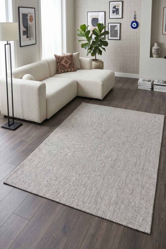 Dize Gri BeJ Kaydırmaz Taban, Robot Süpürgeye Uyumlu Kolay Temizlenebilir Mutfak, Koridor Halısı RP 89 - 1