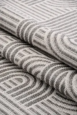 Dize Gri Beyaz Kaydırmaz Taban, Robot Süpürgeye Uyumlu Kolay Temizlenebilir Mutfak, Koridor Halısı RP 87 - 5