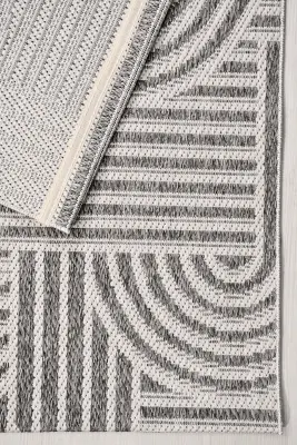 Dize Gri/Beyaz Kaydırmaz Taban, Robot Süpürgeye Uyumlu Kolay Temizlenebilir Mutfak, Koridor Halısı RP 87 - 3