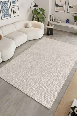 Dize Vizon Krem Kaydırmaz Taban, Robot Süpürgeye Uyumlu Kolay Temizlenebilir Mutfak, Koridor Halısı RP 90 - Artloop