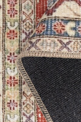 Dorian Kırmızı Vintage Etnik Geometrik Desenli Dokuma Tabanlı Şönil Halı AL 592 - 3