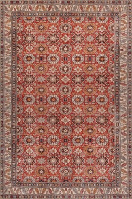 Dorian Kırmızı Vintage Etnik Madalyonlu Klasik Desenli Dokuma Tabanlı Şönil Halı AL 587 - Artloop - Dorian Halı Koleksiyonu