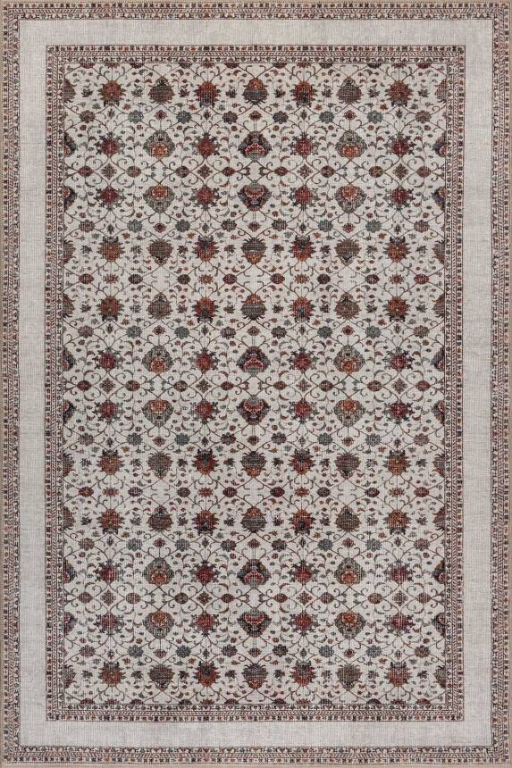 Dorian Krem Vintage Etnik Klasik Desenli Dokuma Tabanlı Şönil Halı AL 603 - 1