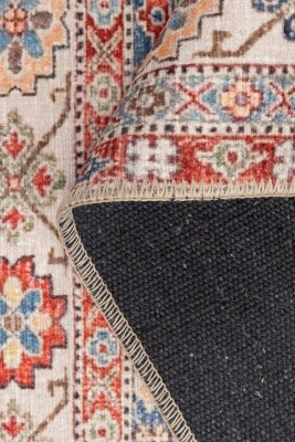 Dorian Mavi Vintage Etnik Klasik Desenli Dokuma Tabanlı Şönil Halı AL 588 - 3