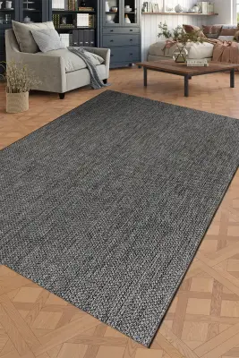 Elora Antrasit Kaydırmaz Taban, Robot Süpürgeye Uyumlu Kolay Temizlenebilir Oturma Odası, Koridor Halısı RP 92 - 1