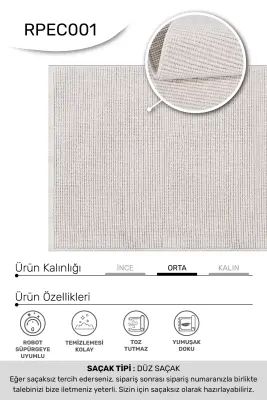 Evo Beyaz Robot Süpürgeye Uyumlu Kolay Temizlenebilir Halı Oturma Odası, Mutfak, Koridor Halısı RP 54 - 3