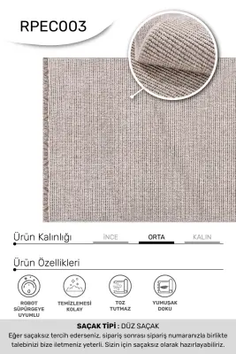 Evo Vizon Robot Süpürgeye Uyumlu Kolay Temizlenebilir Halı Oturma Odası, Mutfak, Koridor Halısı RP 56 - 1