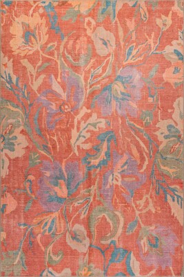 Florart Pastel Pudra Floral Çiçek Desenli Modern Dokuma Tabanlı Şönil Halı AL 595 - 2