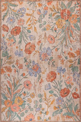 Florart Renkli Çiçekli Modern Desenli Dokuma Tabanlı Şönil Halı AL 572 - Artloop - Renkli Halılar