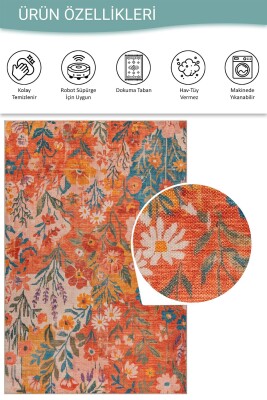 Florart Renkli Çiçekli Modern Desenli Dokuma Tabanlı Şönil Halı AL 580 - 5
