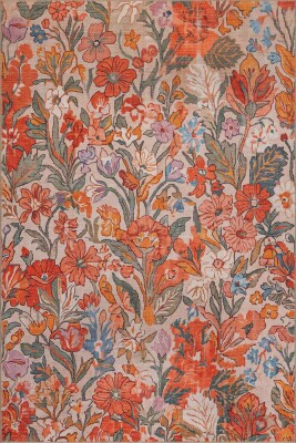 Florart Renkli Kır Çiçekli Modern Desenli Dokuma Tabanlı Şönil Halı AL 598 - Artloop - Florart Halı Koleksiyonu