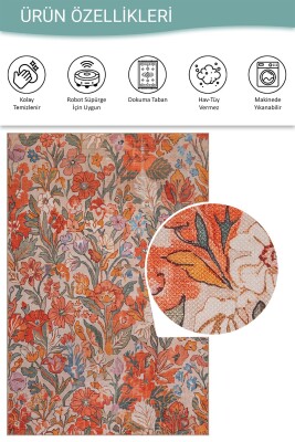 Florart Renkli Kır Çiçekli Modern Desenli Dokuma Tabanlı Şönil Halı AL 598 - 5
