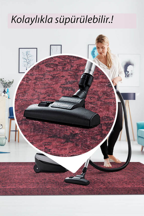 Outlet 300X400 Folk Eskitme Desenli Dokuma Taban Dekoratif Mor Halı BA-06 - 7