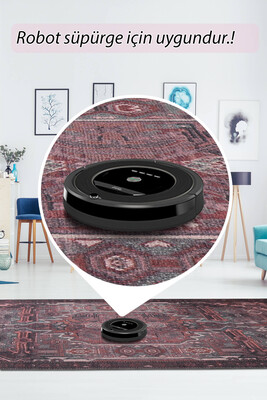 Outlet 300x400 Folk Etnik Desenli Dokuma Taban Dekoratif Bordo Halı BA-25 - 6
