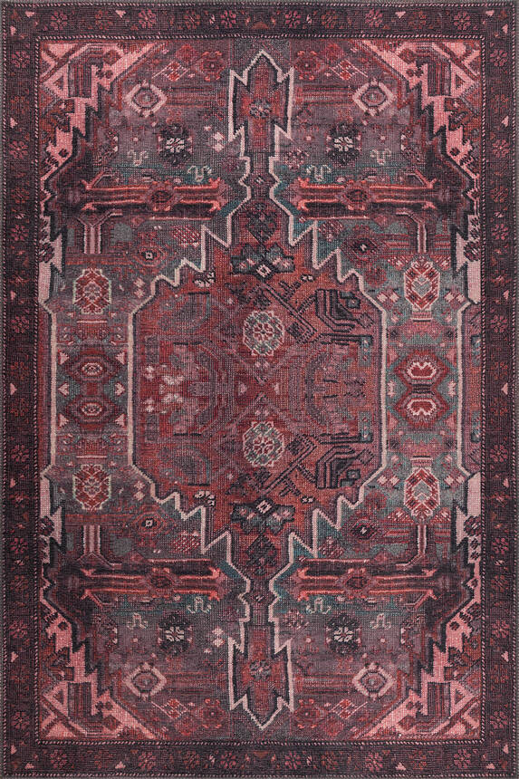 Outlet 300x400 Folk Etnik Desenli Dokuma Taban Dekoratif Bordo Halı BA-25 - 3
