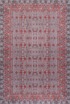 Folk Gri Minimal Etnik Geometrik Desenli Dokuma Tabanlı Şönil Halı AL 596 - Artloop - Geometrik Halılar