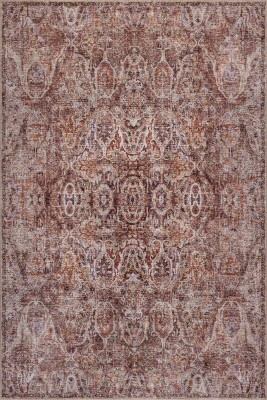 Folk Kahverengi Vintage Klasik Madalyon Desenli Dokuma Tabanlı Şönil Halı AL 594 - Artloop - Kahverengi Halılar