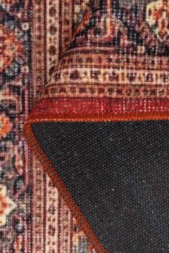 Folk Kırmızı Vintage Etnik Madalyonlu Klasik Desenli Dokuma Tabanlı Şönil Halı AL 620 - 3