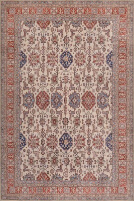 Folk Krem Kiremit Vintage Etnik Geometrik Desenli Dokuma Tabanlı Şönil Halı AL 593 - Artloop - Geometrik Halılar