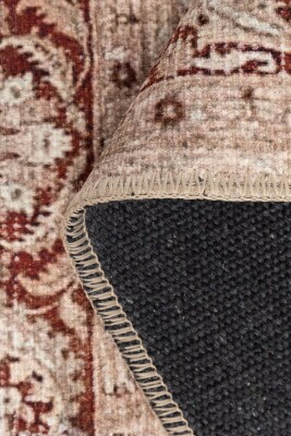 Folk Krem Vintage Çiçek Motifli Klasik Desenli Dokuma Tabanlı Şönil Halı AL 583 - 3