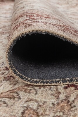 Folk Krem Vintage Çiçek Motifli Klasik Desenli Dokuma Tabanlı Şönil Halı AL 583 - 4