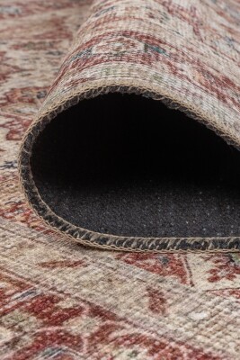 Folk Krem Vintage Etnik Madalyonlu Klasik Desenli Dokuma Tabanlı Şönil Halı AL 599 - 4