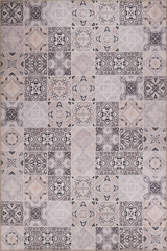 Folk Modern Dokuma Taban Dekoratif Gri Halı BA 26 - 2