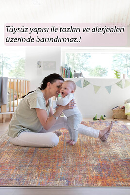 Outlet 230x230 Kare Folk Modern Dokuma Taban Dekoratif Renkli Halı BA-30 - 8