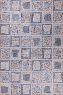 Folk Patchwork Desenli Dokuma Taban Dekoratif Gri Halı BA 32 - 2