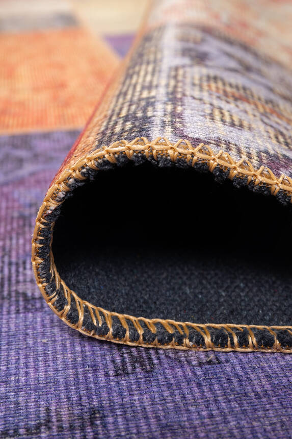 Folk Patchwork Desenli Dokuma Taban Dekoratif Renkli Halı BA 03 - 5