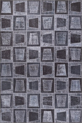 Folk Patchwork Desenli Dokuma Taban Dekoratif Siyah Halı BA 17 - 2